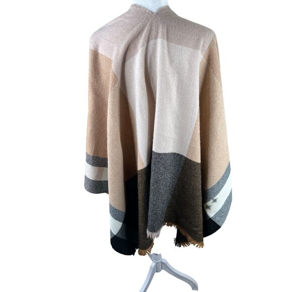 GAP Cozy Geometric Pattern Poncho Southwest Western Boho Lagenlook Fall - Picture 2 of 12